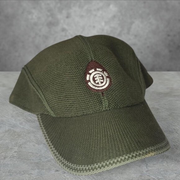 Vintage Y2K 'Element' Skateboarding green knit strapback 5 panel hat - Picture 1 of 3